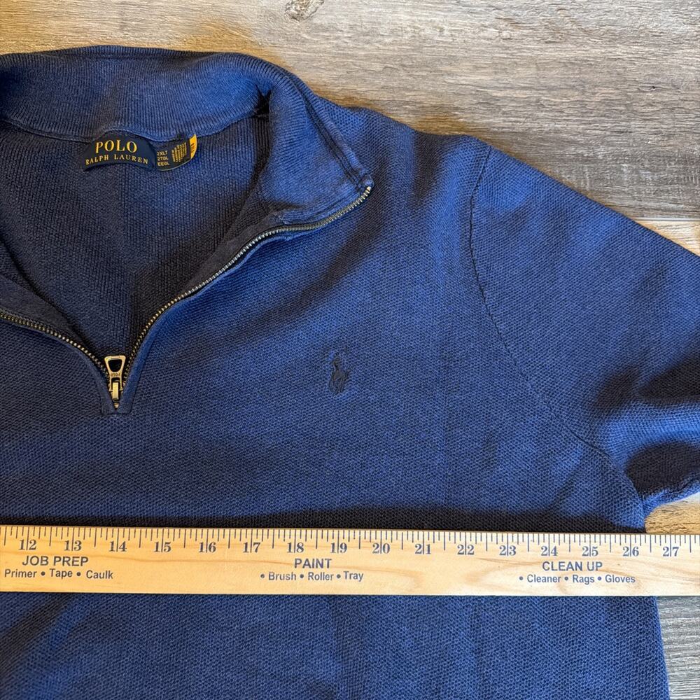 Polo Ralph Lauren Sweater Size 2XLT Tall Navy Blue E Half Zip Blue Pony - Picture 4 of 9